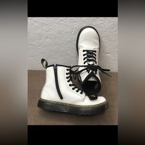 Dr. Martens Zavala J Kid's Combat Boots White Lace Up, Side Zip Docs Size 1